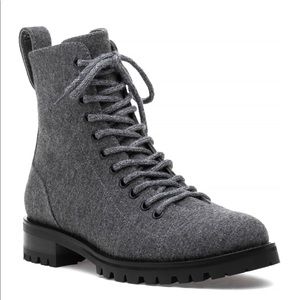 Jimmy Choo boots - cruz flat 38.5 dusk flannel grey lace up